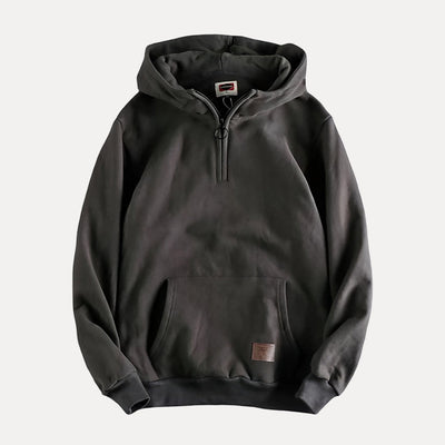 Minimalistisches Hoodie mit Halbzip und Tasche