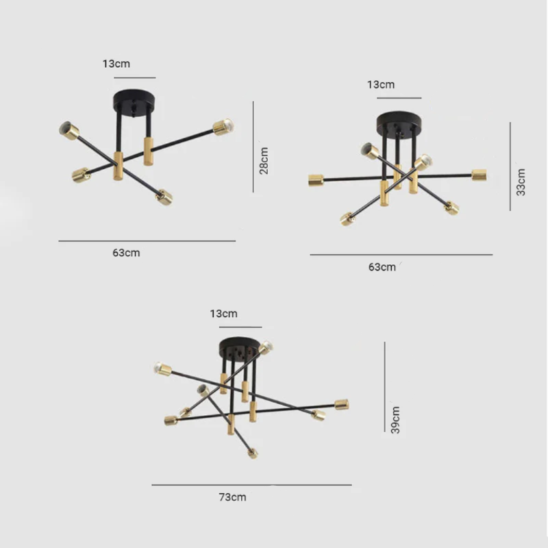 Moderne LED-Deckenleuchte Schwarz und Gold für Wohnzimmer und Schlafzimmer – Warmweiße Beleuchtung 15-20 m²