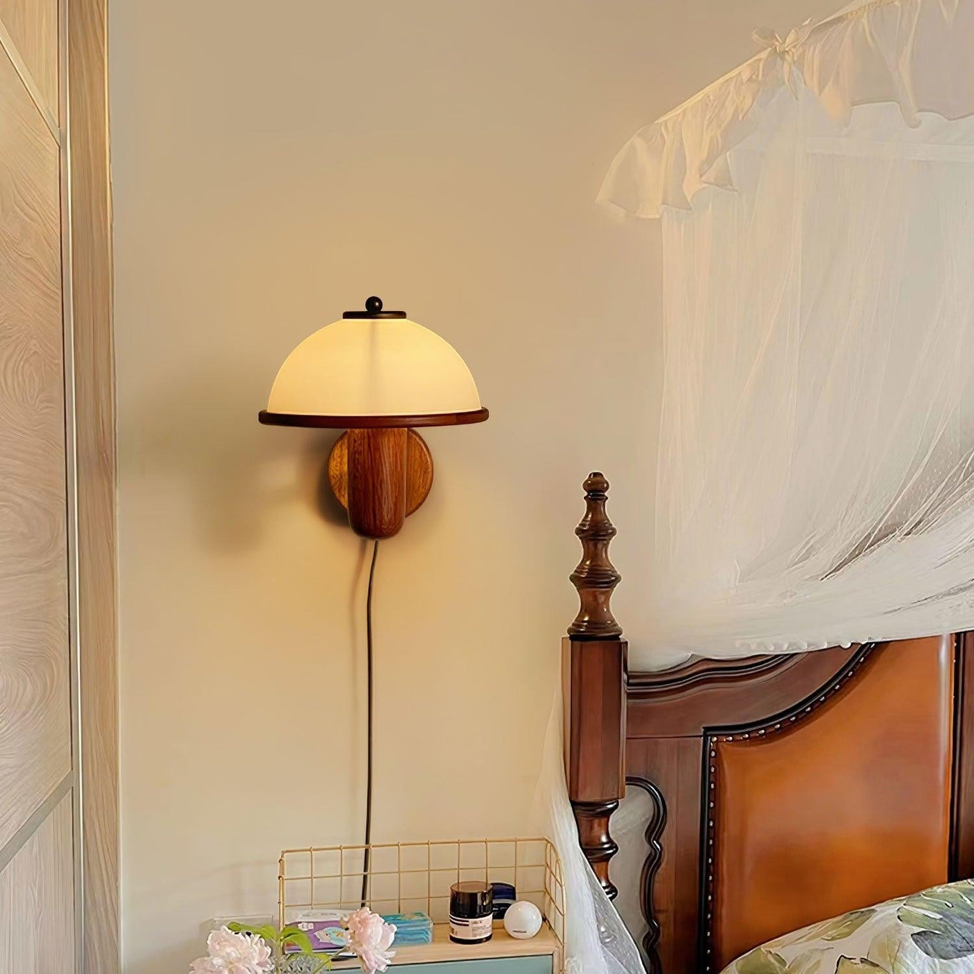 Nordlys Natur Wandleuchte – Pilzförmige Holz-Optik Deko