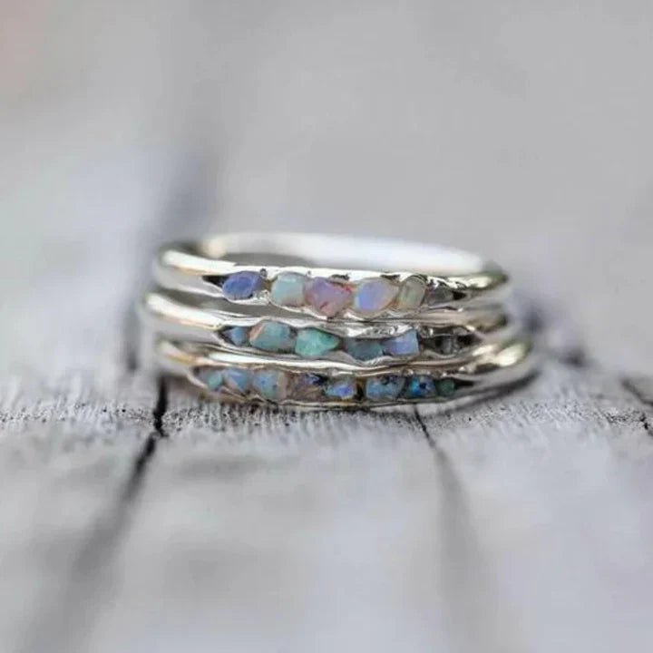 Hidden Gems Versilbertes Ring-Set