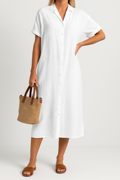 Nola – Echte Baumwoll-Überhemdkleid mit kurzen Ärmeln