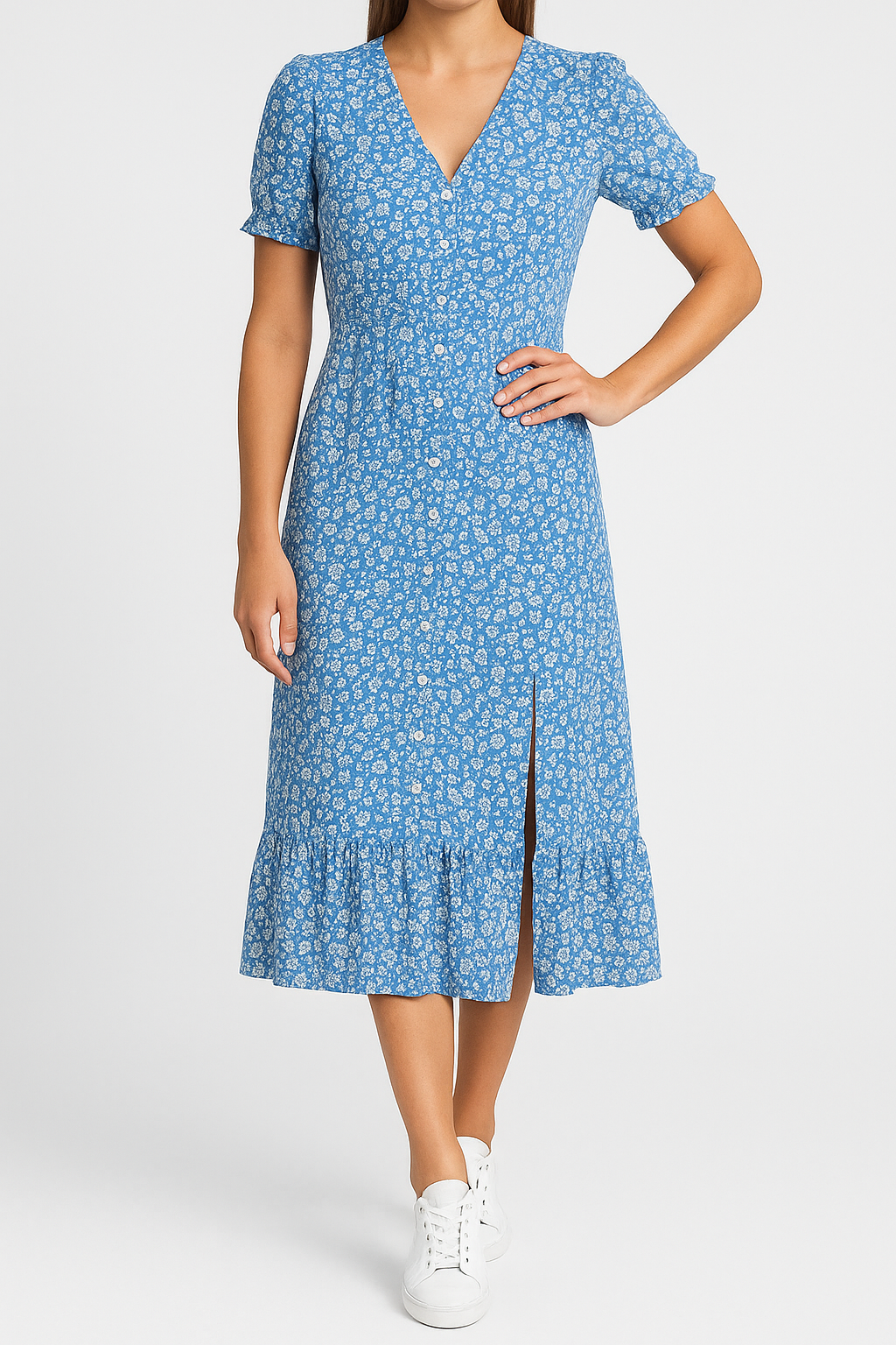 Nova – Freizeit-Maxikleid mit V-Ausschnitt und Schlitz