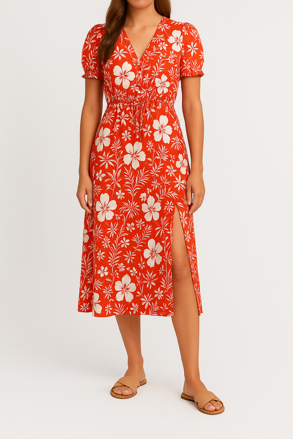 Nova – Lässiges Maxikleid mit V-Ausschnitt und Schlitz