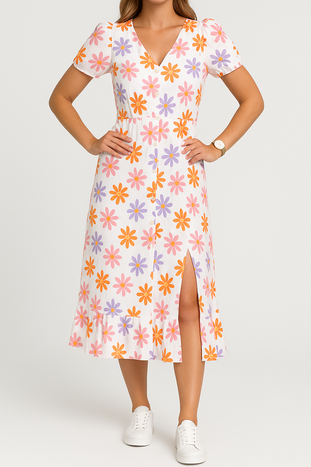 Nova – Freizeit-Maxikleid mit V-Ausschnitt und Schlitz