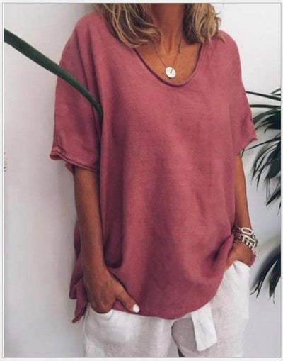 Oversize V-Ausschnitt Bluse