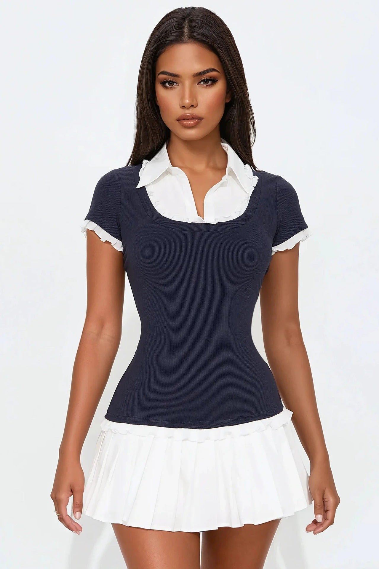 Trendiges Damen Minikleid mit Rüschen & taillierter Passform – Nia