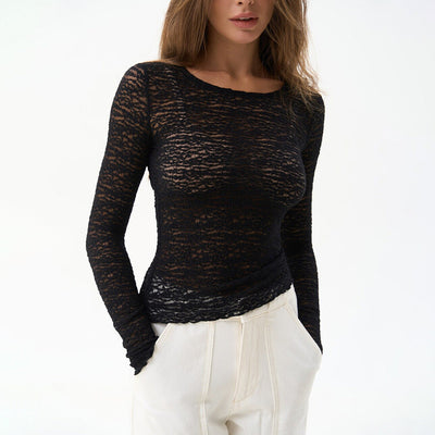 Isolde - Fin transparenter Mesh Langarmshirt