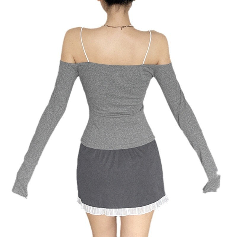 Rita - Off-Shoulder Langarmhemd mit Rüschen und Schleifen