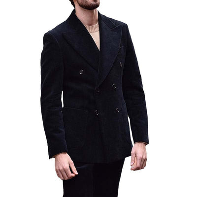 Herren eleganter Cord-Blazer mit doppelter Knopfleiste und praktischen Taschen Aliams