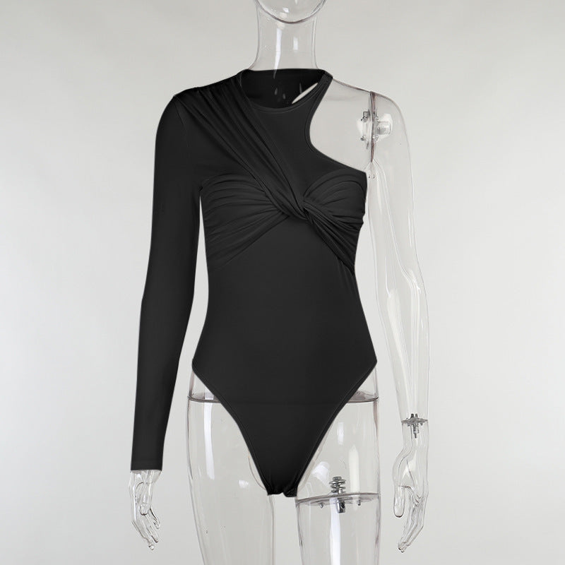 Stilvoller Damen Langarm-Bodysuit mit Drapé-Effekt & figurbetontem Schnitt – Mira