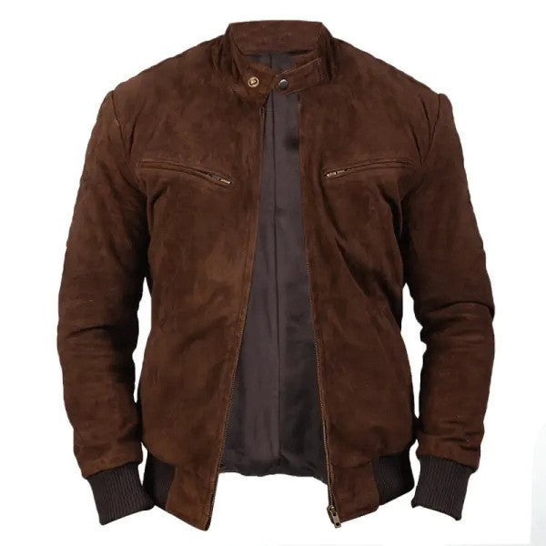 Herren zeitlose Wildlederjacke im modernen Biker-Schneid Aliams