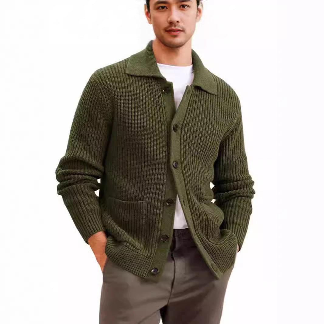 Herren Strickjacke mit großflächiger Rippstruktur und praktischen Taschen Aliams