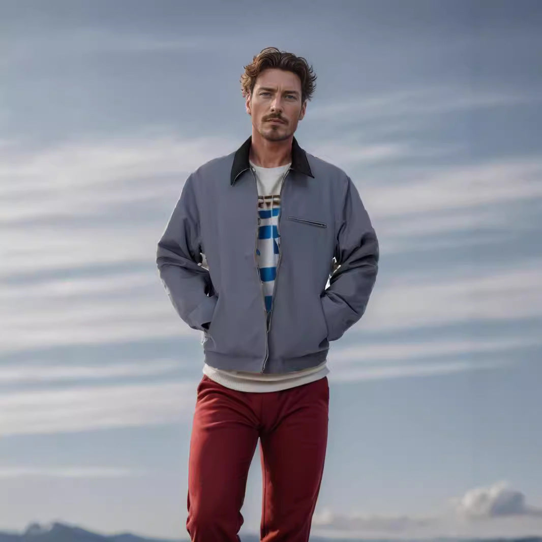 Herren lässige Übergangsjacke mit hohem Kragen Aliams