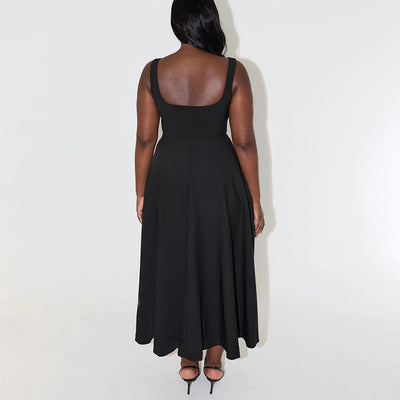 Damen Elegantes Sommerkleid mit Trägern – Stilvolles Midi-Kleid für Alltag und besondere Anlässe