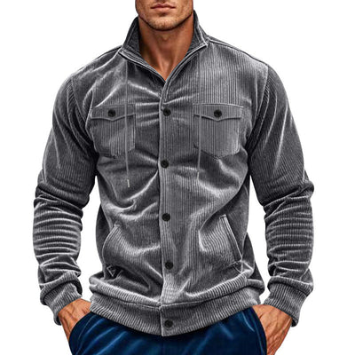 Herren cordjacke mit hochgeschlossenem Kragen und praktischen Pattentaschen Aliams