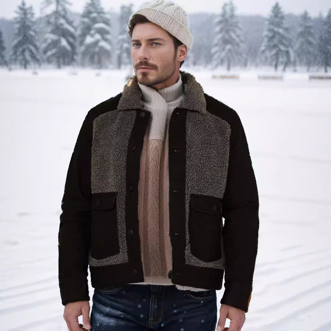 Herren Outdoor-Jacke mit Teddyfellkragen und funktionalen Taschen Aliams