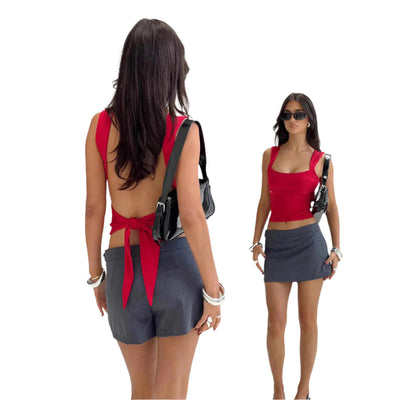 Dalia - Breite Träger figurbetontes Crop-Top