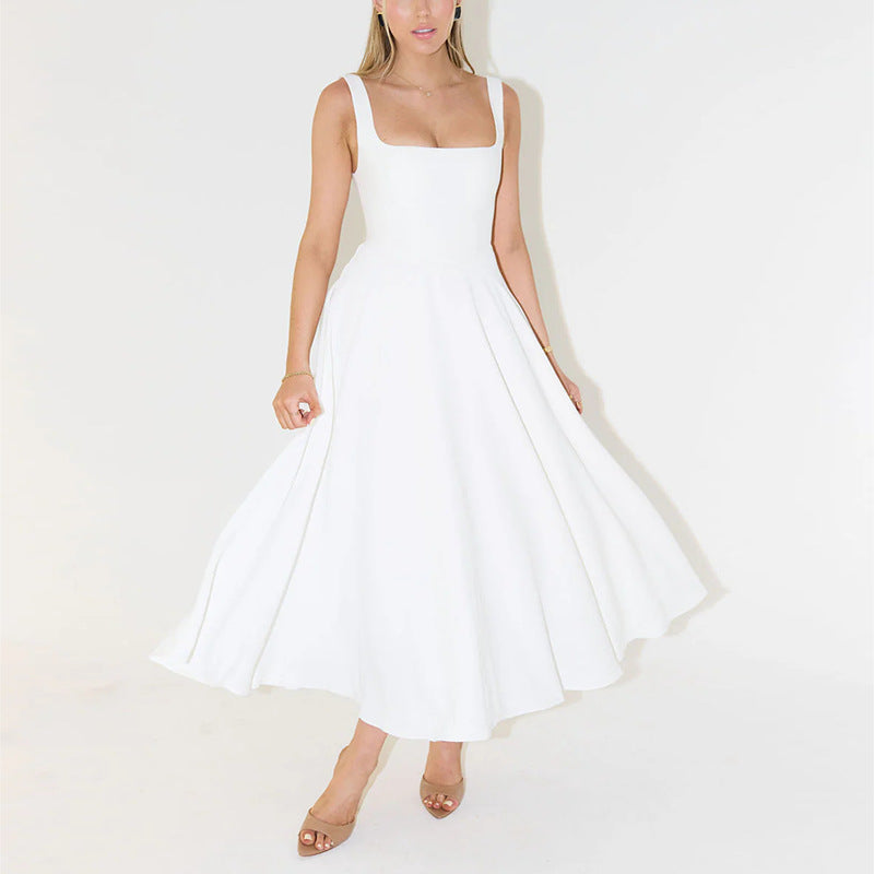 Damen Elegantes Sommerkleid mit Trägern – Stilvolles Midi-Kleid für Alltag und besondere Anlässe