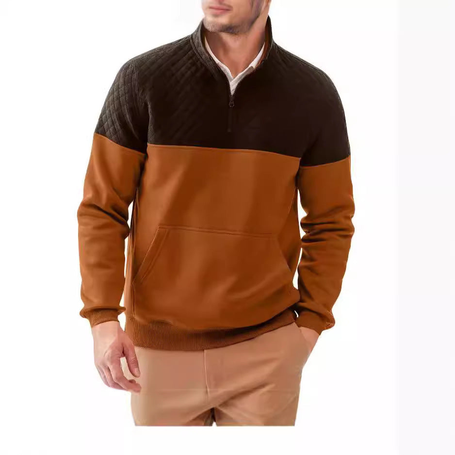 Herren gemütlicher Fleece-Pullover mit Stehkragen Aliams