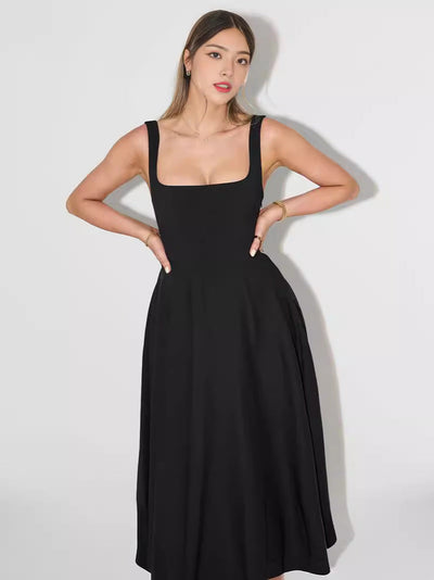 Damen Elegantes Sommerkleid mit Trägern – Stilvolles Midi-Kleid für Alltag und besondere Anlässe