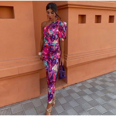 Yllana™ | Damen-Midikleid mit Schulterfreiem Design Lila