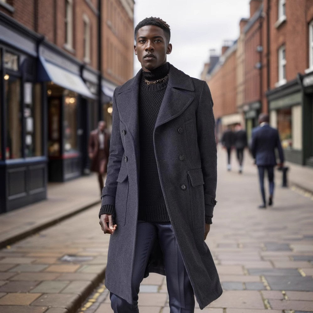 Herren eleganter Trenchcoat mit doppelter Knopfleiste Aliams