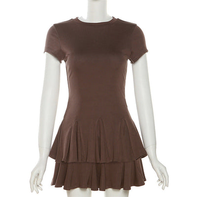 Stilvolles Damen Minikleid mit Schößchen und Rundhalsausschnitt – Nayeli