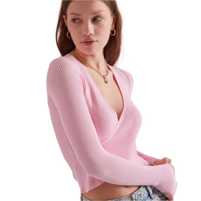 Erin - Langarmshirt mit tiefem V-Ausschnitt