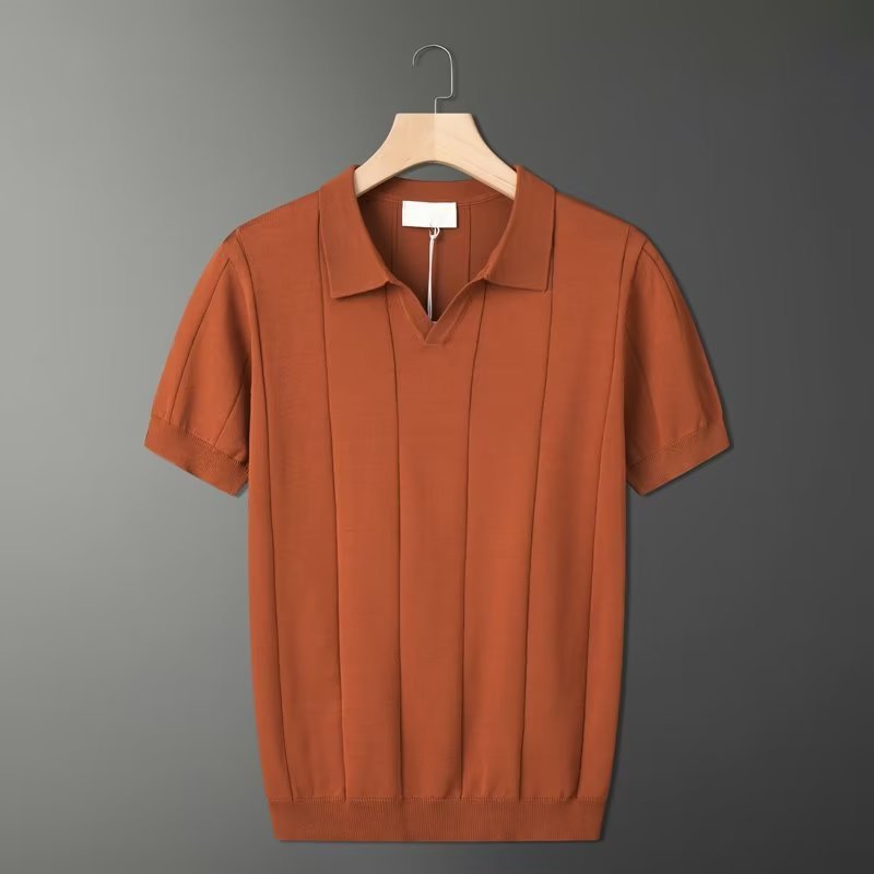 Retro-Strick-Poloshirt in Mintgrün