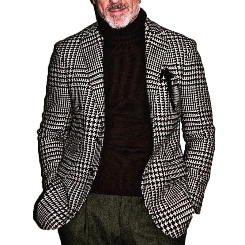Herren eleganter Baumwoll-Blazer mit Hahnentrittmuster Aliams