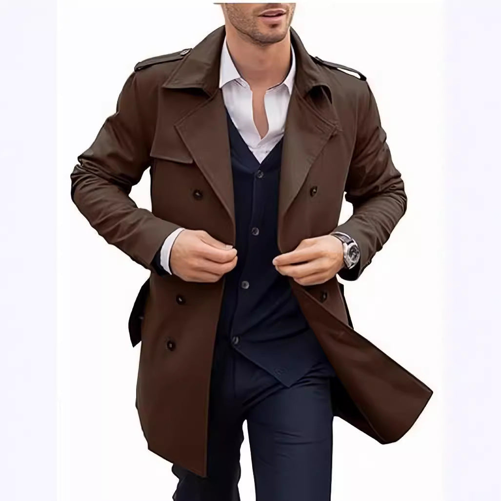 Herren eleganter Trenchcoat mit doppelter Knopfleiste und hochwertigem Innenfutter Aliams