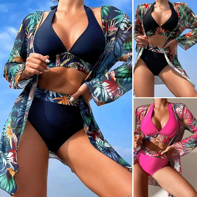 Joan – Dreiteiliges Mesh-Bikini-Set mit Print