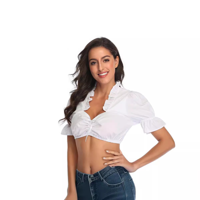 Damen Deutsch Weiße Oktoberfest Dirndl Bluse