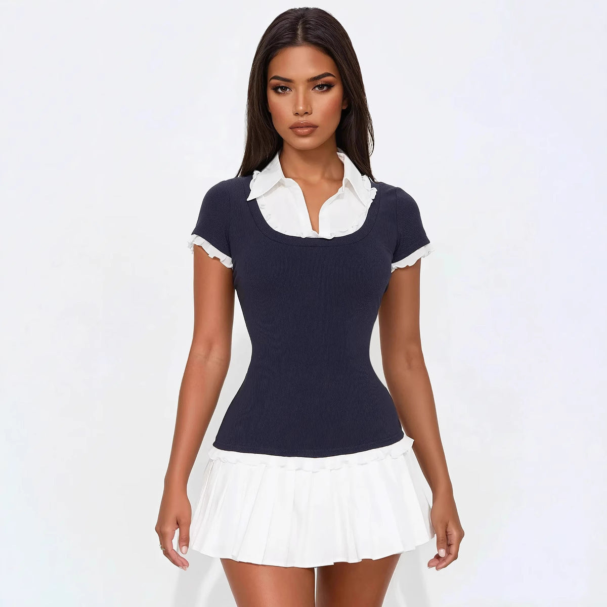 Trendiges Damen Minikleid mit Rüschen & taillierter Passform – Nia