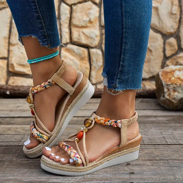 Sophie – Damenplattform-Sandalen aus Hanfseil