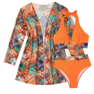 Joan – Dreiteiliges Mesh-Bikini-Set mit Print