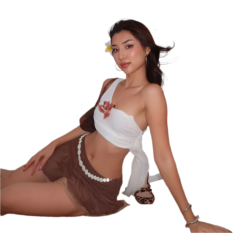 Evie - Elegantes Wickel-Design mit Strandoberteil und Blumendetail