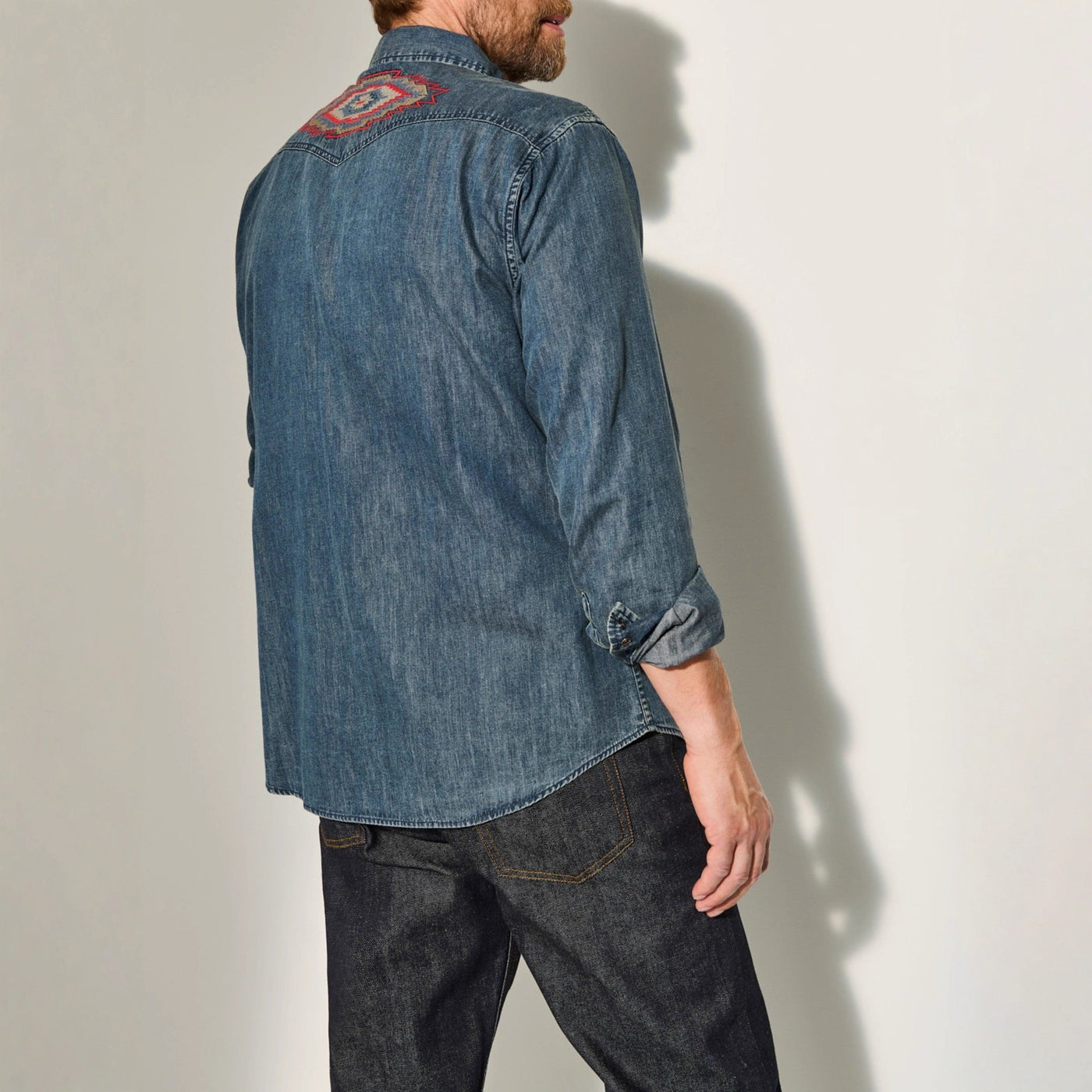 Herren Denim-Hemd mit gestickten Details Aliams