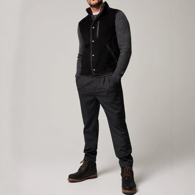 Herren modische Lammfell-Weste mit abnehmbarem Kragen Aliams