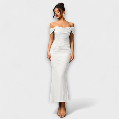 Ione - Off-Shoulder Ruffled Bodycon Dress