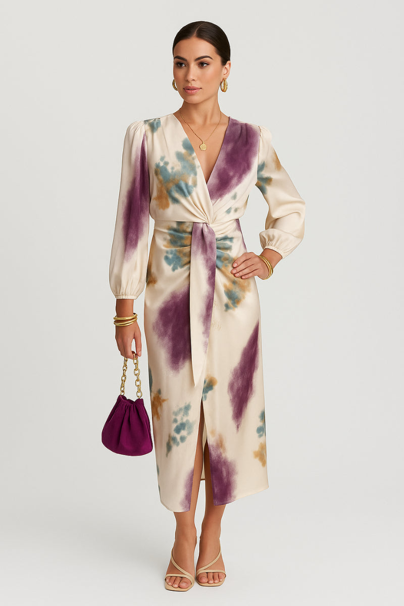 Solanya – Elegantes Sommerkleid mit V-Ausschnitt und zarten Pastellfarben