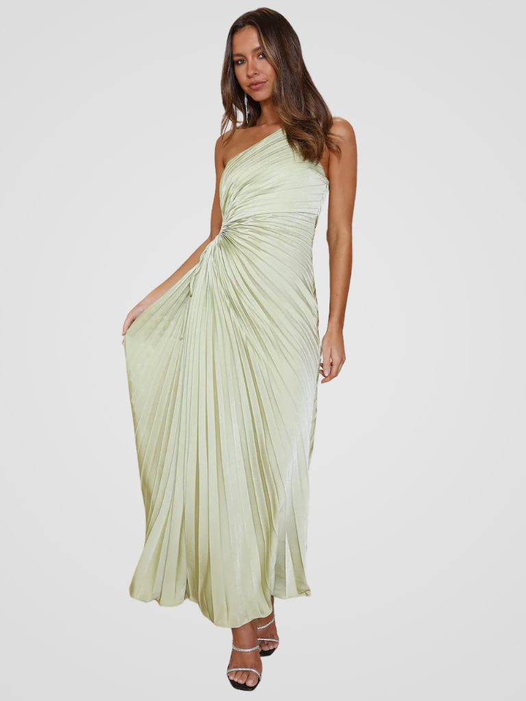 AURORA ONE SHOULDER PLISSEEKLEID