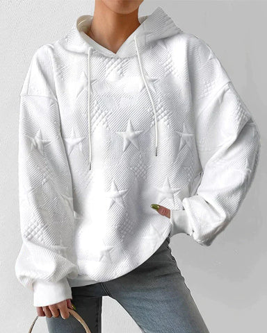 Oversized Damen Hoodie mit Strukturiertem Sternmuster