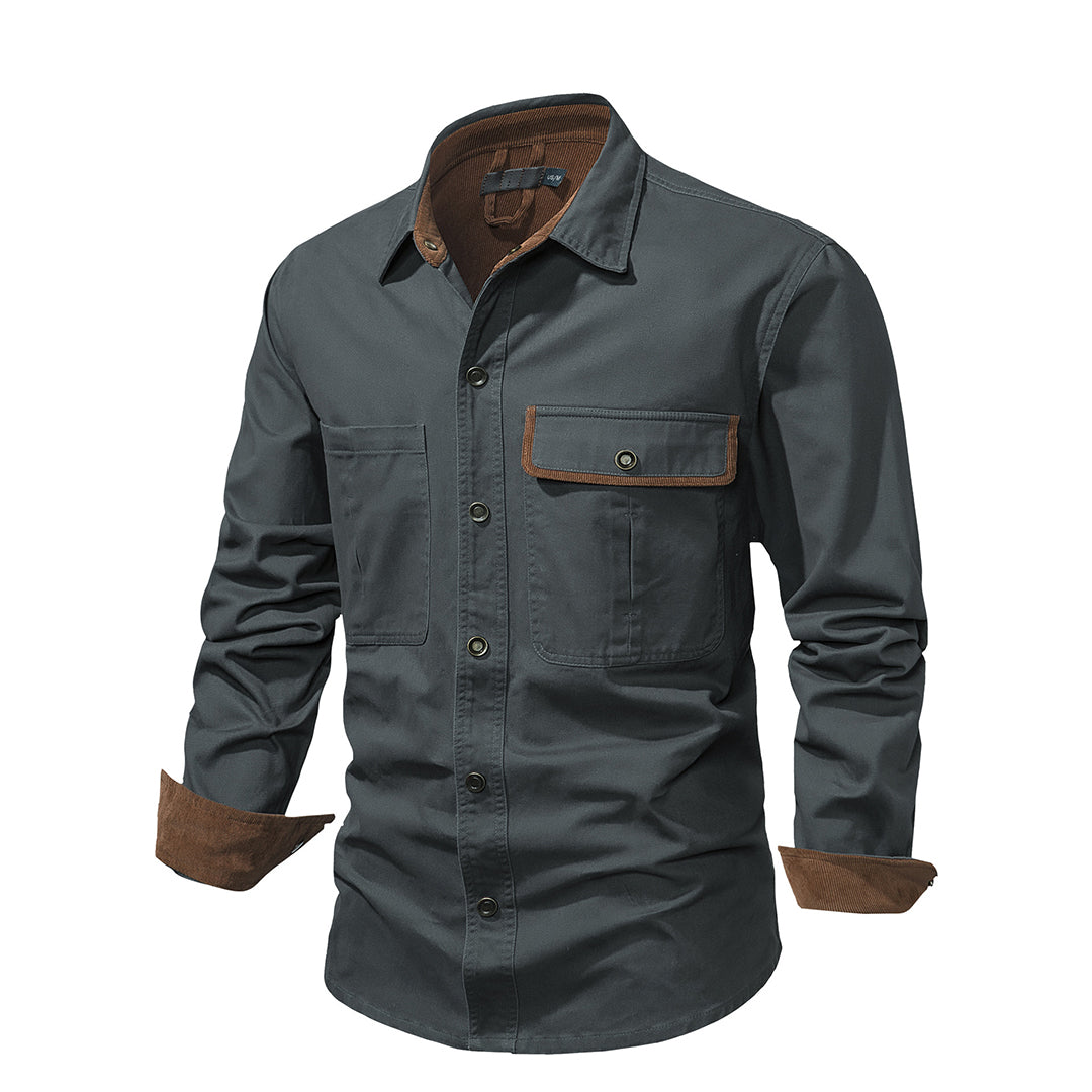 Langärmeliges Button-up-Hemd für Herren
