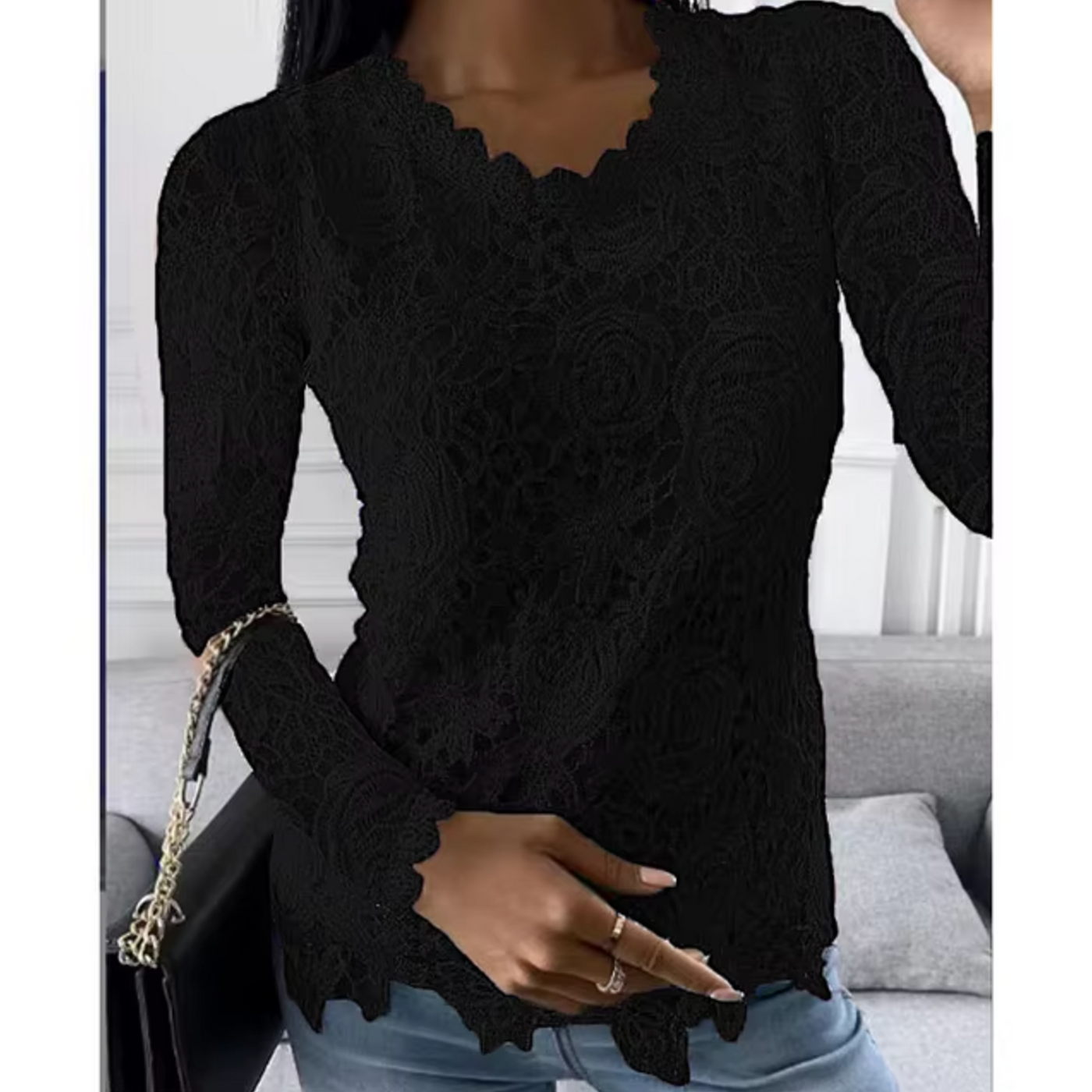 Quendola – Elegantes Spitzentop mit Blumenmuster