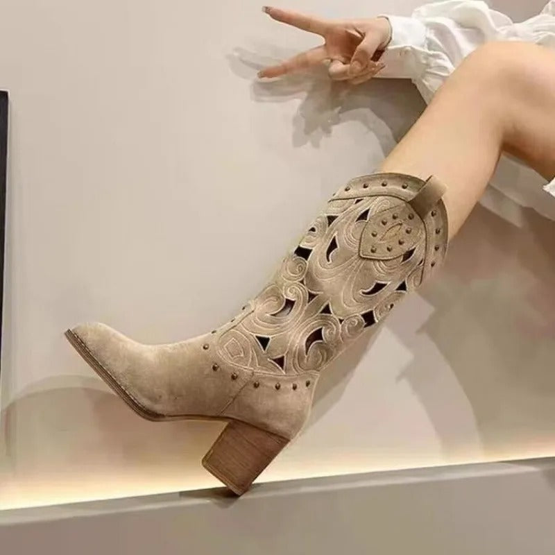 Querina - Bedruckte Cowboystiefel aus Leder