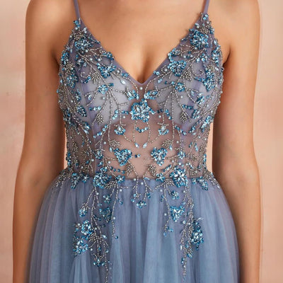 Rafaela - Theresa Tüllkleid mit Schlitz und V-Ausschnitt