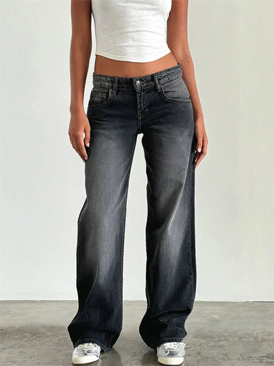 Damen-Weitbein-Jeans im Vintage-Look