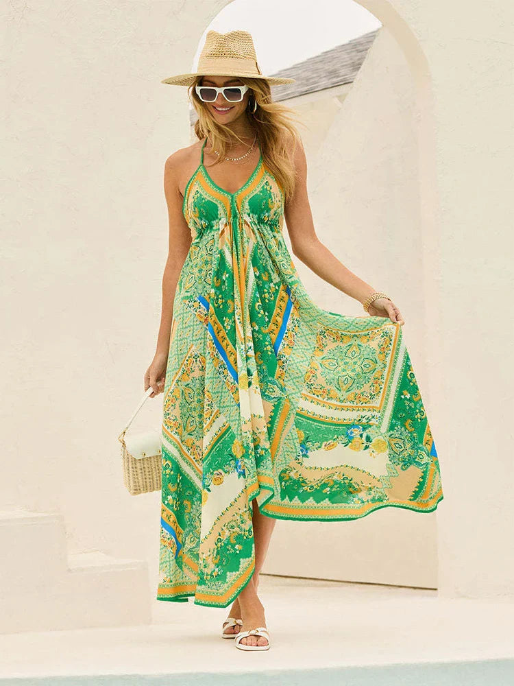 Luftiges & Stylisches Boho-Maxikleid mit Halterneck für Damen – Naya