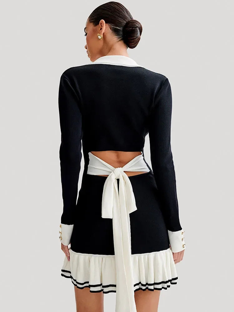 Strick-Minikleid mit Rückenausschnitt und Bandage-Design – Amira